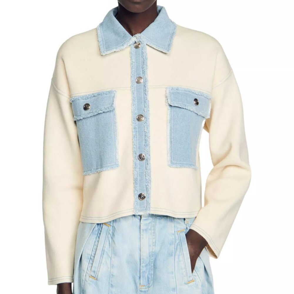 Sandro wool blend cardigan, Snap Cropped